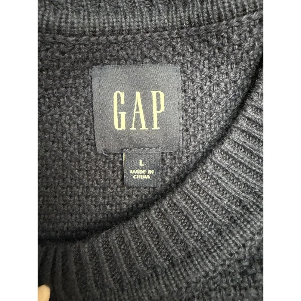 GAP‎ Navy Textured Knit Sweater Crewneck Cotton Blend Size L